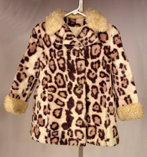 VINTAGE GIRLS COAT LEOPARD PRINT 1960'S