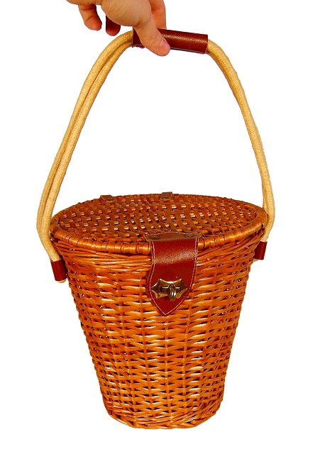 TALL ROUND VINTAGE BASKET BOX PURSE 1940'S